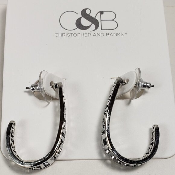 Silver-Tone Filigree Open Half Hoop Design Drop Earrings Women's Fashion Jewelry - Picture 3 of 7